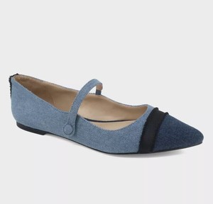 Who-What-Wear-Women-039-s-Nellie-Denim-Mary-Jane-Ballet-Flats-Shoes-Size-7