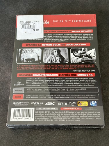 LES ENFANTS TERRIBLES COFFRET BLURAY COLLECTOR REMASTERISE MELVILLE COCTEAU NEUF - Afbeelding 3 van 3