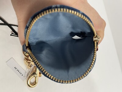 NEW Coach Circular Coin Pouch Bag Charm In Signature Gold NEW Coach Circular Coin Pouch Bag Charm In Signature Gold