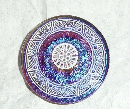Beautiful Large Czech Glass Vitral Purple w/ White Finish Shank Button 36mm