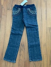 Gymboree Girls Gold Star Front Pocket Elastic Waist Jeans Size 5 5T New