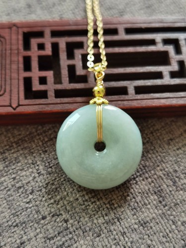 925 Silber zertifiziert 100 % natürliche Jade Jadeit Kreis Donut Anhänger Halskette