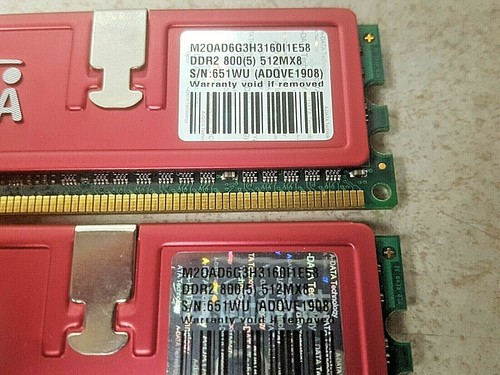 ADATA Desktop RAM M20AD6G3H3160I1E58 DDR2V800(5) 512MX8 (2 x 512Mb) SN: 651WU - Picture 3 of 6