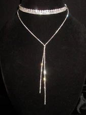 Elegant Rhinestone Necklace Choker Lariat Tassel Bridesmaid Wedding Lustrous