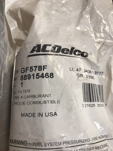NEW ACDelco Fuel Filter GF578F GM 88915468 Chevy Buick Oldsmobile Pontiac - Picture 2 of 2