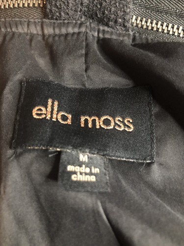 Ella Moss Womens Black Open Front Cardigan Sweater Size M Zip shark hem Textured - Imagen 3 de 5