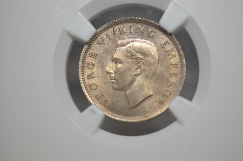New Zealand: 1942 6 Pence- NGC MS-63. Lovely. - Picture 2 of 5