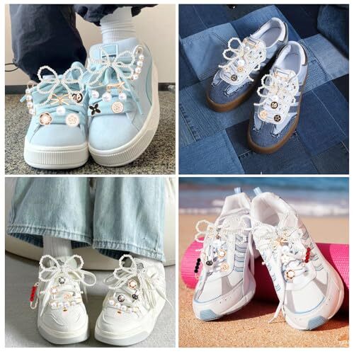 76Pcs Charms for Socks Safety Pin Assorted Pearl Bow Shoe 76pcs Sock Charms - Bild 3 von 7