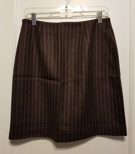 Falda lápiz de lana Banana Republic con ranura delantera, marrón, a rayas, talla 4, nueva con etiquetas - Imagen 7 de 7