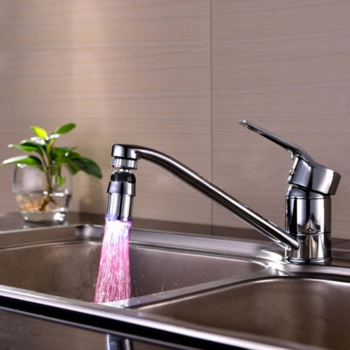 360°Rotation LED Faucet Light 3Color Changing Glow Temperature Sensor - Picture 3 of 5