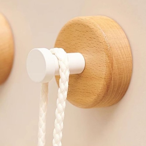 Appendiabiti e asciugamani in legno con gancio da parete resistente per bagno camera da letto - Foto 9 di 17