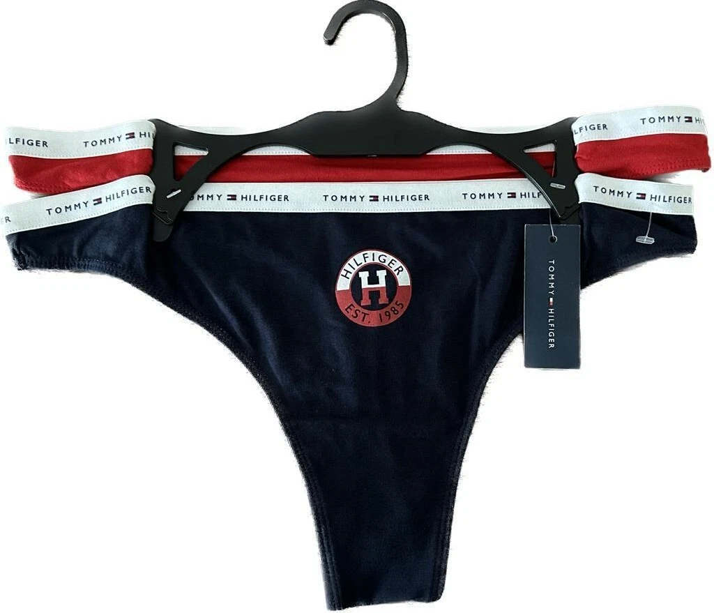 Tommy Hilfiger Women's 2 Pack Cotton Thong Panty Underwear TH Print Perfect  Gift