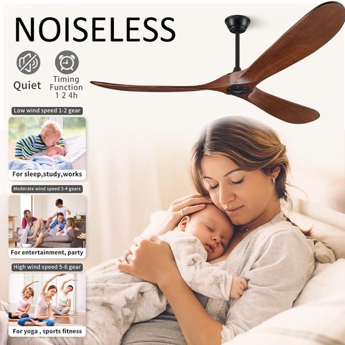 72" Large Modern Ceiling Outdoor/Indoor Fan, No Light with Remote - Picture 5 of 7