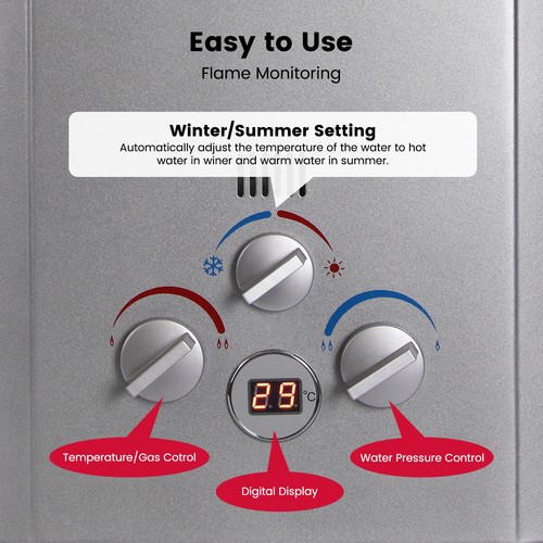 GASLAND Tankless Gas Hot Water System Silver Camping Caravan Heater Inc.Pump Kit - Picture 10 of 22