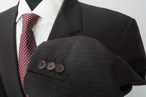 Paul Smith Black Pinstriped 100% Wool 2 Pc Suit Jacket Pants Sz 38R - Picture 5 of 11