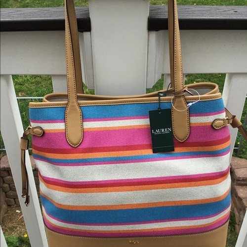 Ralph Lauren Genuine Striped Canvas Bag New With Tags - Picture 4 of 9