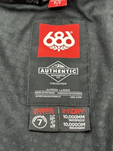 686 Womens M Ski Snowboard Jacket Black/Grey Insulated Hooded Waterproof Coat - Picture 11 of 15