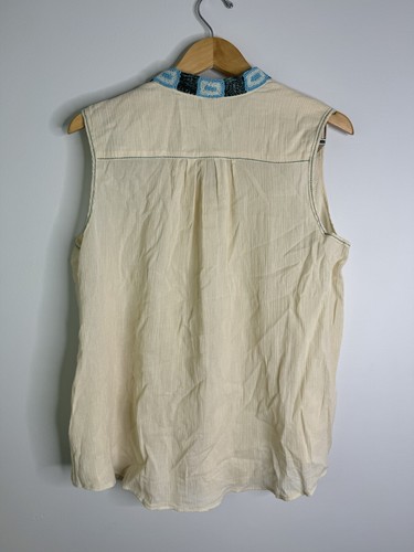 Chelsea & Violet Womens Size Large Ivory Sleeveless Beaded Gauze Cotton Top GHV6 - Picture 3 of 4