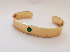 Bracelet Jonc Fantaisie M&#233;tal Dor&#233; Pierre Vert. Vendu &#192; L&#39;&#233;tat. Ref56673