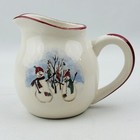 Royal Seasons Snowmen Creamer Pitcher Red Band Stoneware