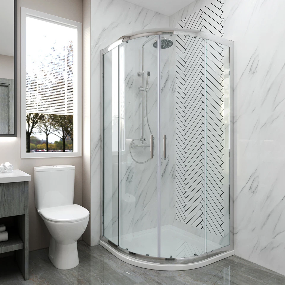 ELEGANT 900 x 900 Quadrant Shower Enclosure And Tray 6mm Easy Clean/Tempered Glass