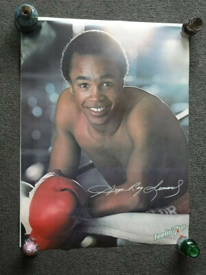 Young Star Sugar Ray Leonard Signed 7up Bud Lite Boxing Beer
