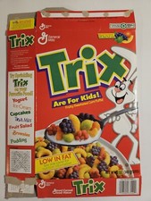 1994 General Mills TRIX Fruity Cereal Box Flat Low In Fat & Crossword Puzzle
