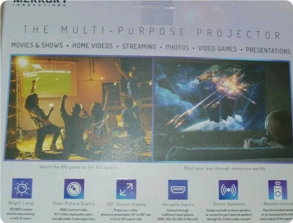 Merkury Innovations Lumense One Multi-Purpose Projector 20" - 150"New in box  - Image 2 of 3