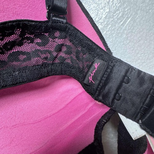 PINK Victoria's Secret 34D Black Lace Wear Everywhere Push Up Bra Padded Cheetah - Picture 5 of 11