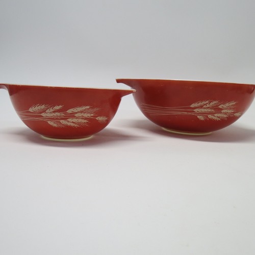 Vintage Set 2 Pyrex 1,5L und 4L Classic Orange Weizen Küche Rührschüsseln