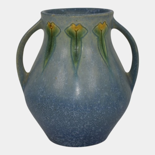 Roseville Windsor 1931 Vintage Arts And Crafts Pottery Blue Ceramic Vase 545-5 - Picture 3 of 6