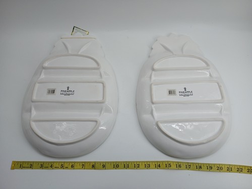 (Lot Of 2) Pineapple Platters Cabana Living In Paradise White Pineapple Collecti - Picture 5 of 6