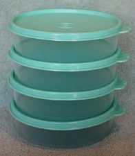 Tupperware MEDIUM WONDERS BOWLS (4) w/Mint Green Seals ~ Snacks ~ 1.5 Cups ~ NEW