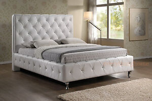 QUEEN-OR-KING-MODERN-WHITE-FAUX-LEATHER-PADDED-CRYSTAL-TUFTED-PLATFORM-BED-FRAME
