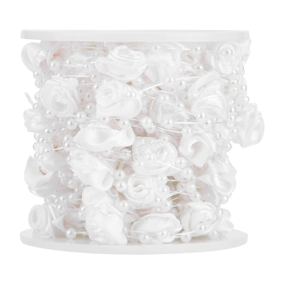 (Weiss)10 M Rose Künstliche Perlengirlande Drahtperlen Girlande Schnur DIY - Bild 2 von 4