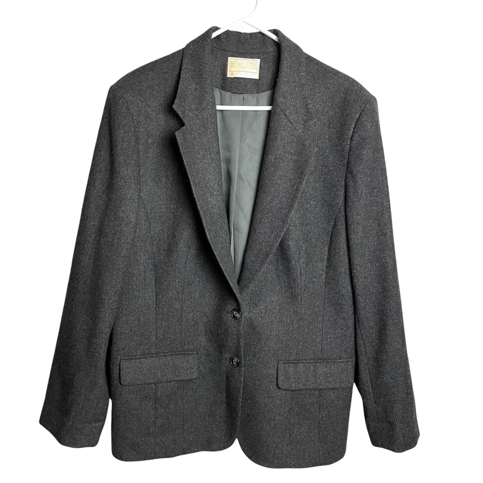 Chaqueta Blazer Pendleton De Colección 100% Lana Virgen Pura Para Mujer 16 Carbón 2 Botones Foto 2 de 4