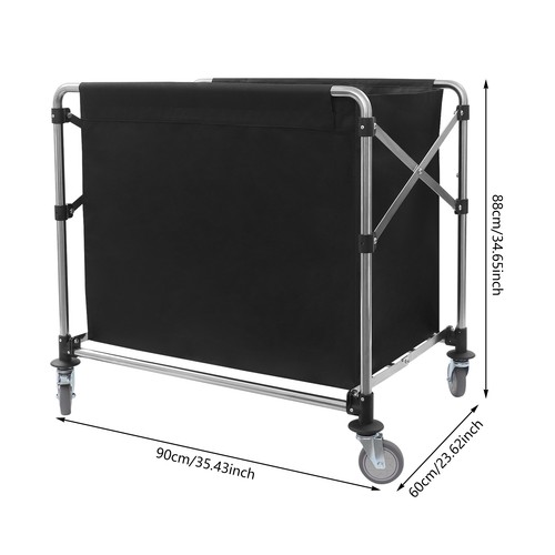 Carrello portabiancheria con ruote girevoli 360° design pieghevole e struttura in acciaio inox - Foto 2 di 15