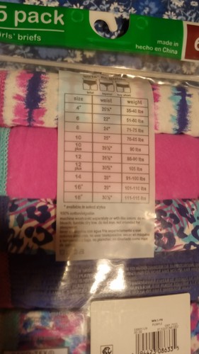 Wander Nation Girls Sz 6 Briefs 5 In Set Soft and Tag Free Cotton. Waist 22" - Picture 4 of 4