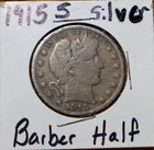 1915 S Barber Half Dollar Nicely toned Silver Half Fine Details