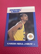 1988 starting lineup Card Kareem Jabar. Ex.  Crease Bottom Left Corner.  Id  8