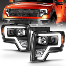 LED Bar Square Black Halogen Headlights Set for 2009-2014 Ford F150 Truck
