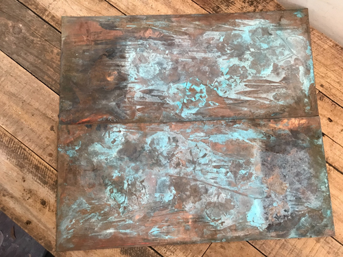 2 Sheet Copper Pieces Coppersmith scrap Natural Patina Colors Verdigris - Picture 7 of 10