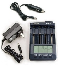 Opus Battery Charger Analyzer Tester for Li-ion NiMH NiCd Rechargeable Black