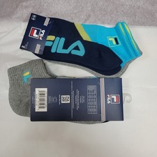 Fila 4 Pair of Socks Shoe size 6-10 Blue Gray 2/2 Quarter Length Cotton Blend