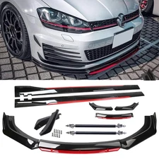 Glossy Black Red Front Bumper Lip Spoiler Splitter For VW Golf MK5 MK6 MK7 MK7.5