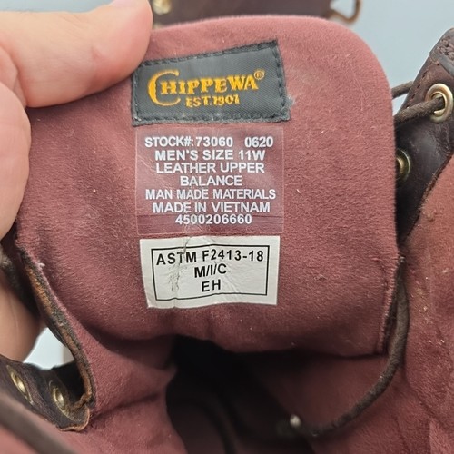 Vintage Chippewa Brown Leather Logger Boots Soft Toe Mens Size 11 W - Picture 2 of 11