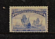 USA 1893 Columbian 4¢ Columbus  Scott # 233 Original Gum Mint Lightly Hinged