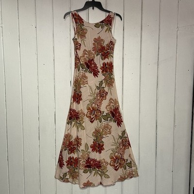 Paper Heart Size Small Pink Mauve Linen Floral Print Sleeveless Midi Dress NWT