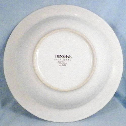 Raspberry Social Soup Bowl Tienshan Stoneware Berries Leaves Flowers Rimmed - Picture 4 of 5