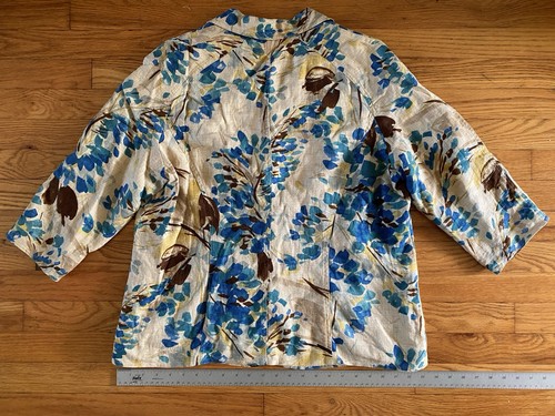 COLDWATER CREEK Floral Blazer 3/4 Sleeve Sz 1X Linen Rayon Garden CottageCore - Picture 3 of 11